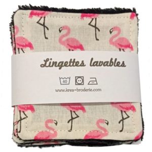 Lingettes lavables démaquillantes réalisées dans le tissu Flamingo