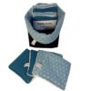 Panier de rangement pour lingettes lavables réalisé dans le joli tissu Saki bleu