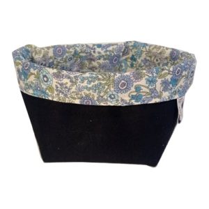 Panier de rangement pour lingettes lavables réalisé dans le joli tissu Floral Kokka