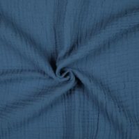 Tissu double gaze de coton uni oeko-tex Bleu moyen (Réf. 151120)