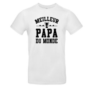 T-shirt floqué du motif MEILLEUR PAPA DU MONDE