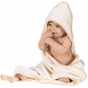 cape de bain à personnaliser - finition biais rose