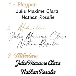 les 3 styles d'écritures disponibles pour la personnalisation des sacs à dos enfant personnalisés